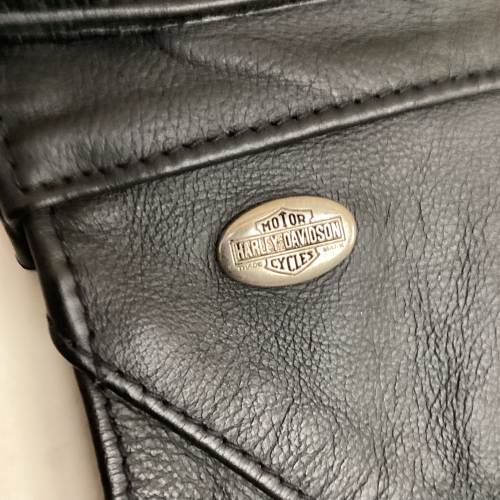 Harley Davidson motorcycles black leather chaps made in USA size large - Picture 5 of 15